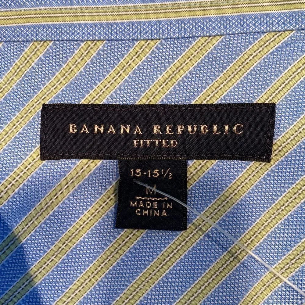 Banana Republic Fitted 15-15.5 Medium Button Down Dress Shirt Stripes